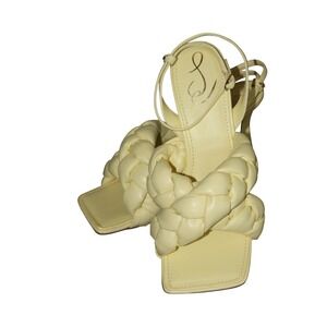 Sam Edelman‎ Sandals Puff Braided Courtney Butter Heeled Square Toe Yellow Heels